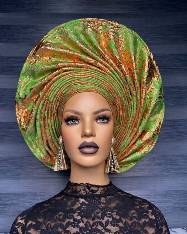 Green & Royal Gold Gele