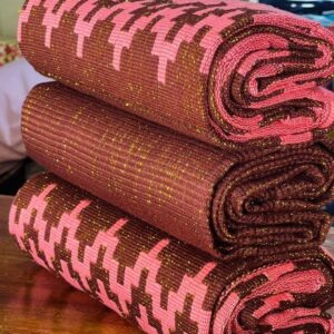 Aso-Oke Oxblood and Pink Fabric