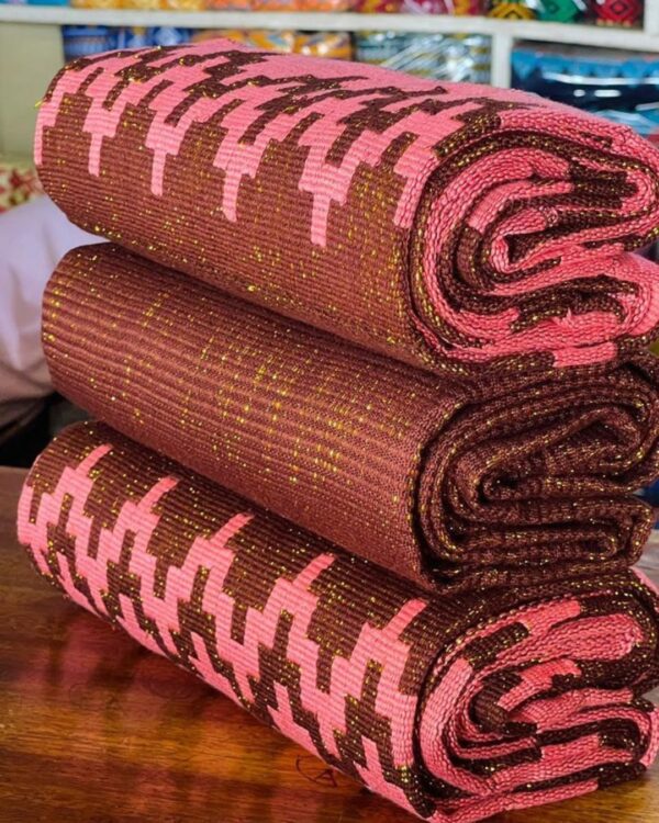 Aso-Oke Oxblood and Pink Fabric