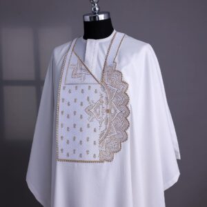 A white embroidery details agbada